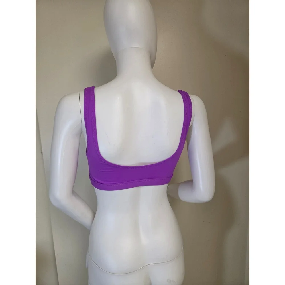 SKIMS Swim Scoop Neck Bikini Top Purple Recycled Nylon Size Small